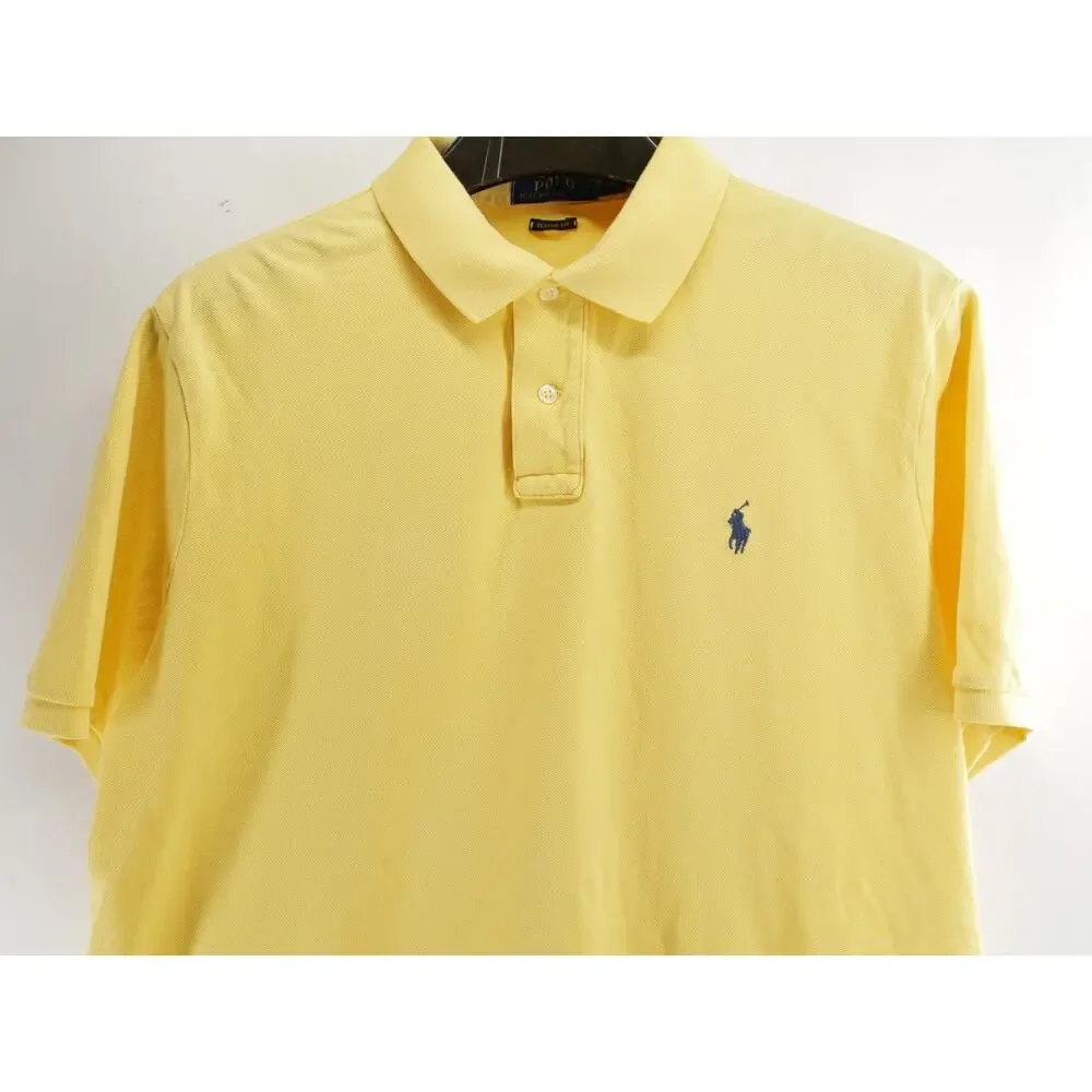 Polo Ralph Lauren Mens XL Yellow Polo Shirt Classic Fit Short Sleeve Casual Work